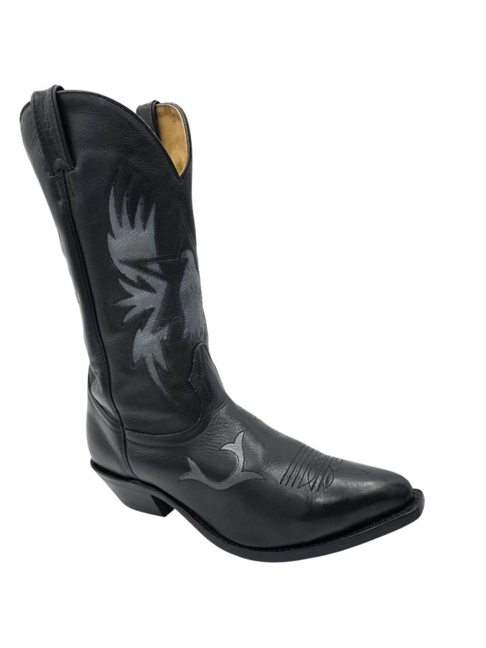Boulet Mens Size 9.5EE Wide Black Silver Leather Cowboy Western Boots Canada CBC